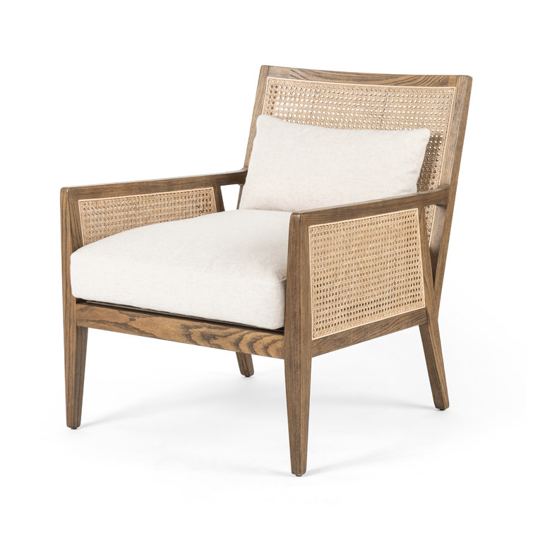 Antonia Mid-Century Modern Toasted Parawood & Natural Cane Chair