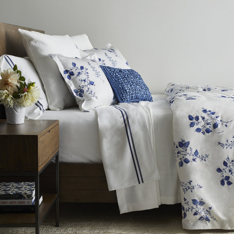 King White Cotton Embroidered Floral Duvet Cover Set