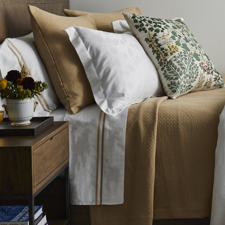 Queen White Cotton Coastal Stripe Duvet Cover Set
