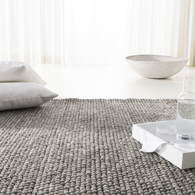Gray Stripe Hand-Knotted Wool Viscose Cotton Rug 9' x 12'