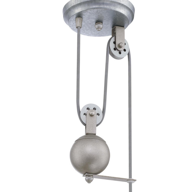 Iron Hill Galvanized Steel Vintage Pulley Pendant Light