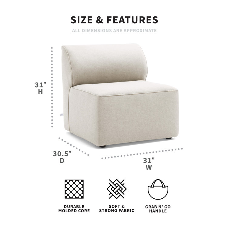 Light Gray Modular Sectional with Wooden Frame