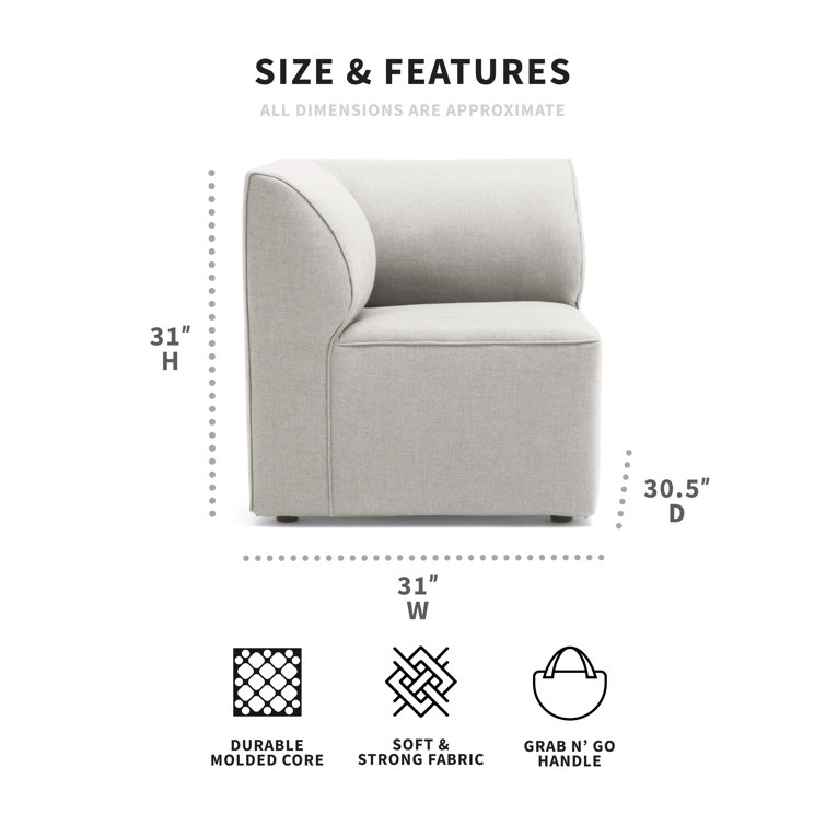 Light Gray Modular Sectional with Wooden Frame