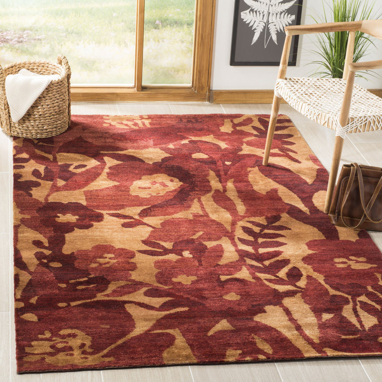 Hand-Knotted Geometric Red Wool 6' x 9' Area Rug