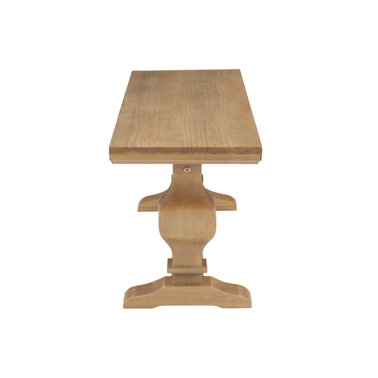 Rustic Honey Brown Solid Pine Double Pedestal Bench