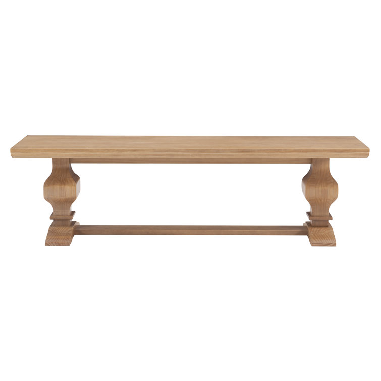 Rustic Honey Brown Solid Pine Double Pedestal Bench