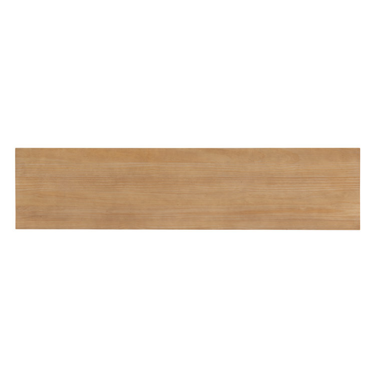 Rustic Honey Brown Solid Pine Double Pedestal Bench