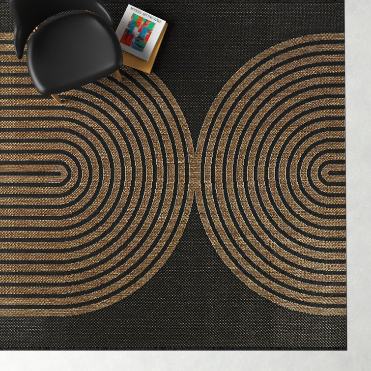 Sophia Black and Brown Geometric Flatweave Rug