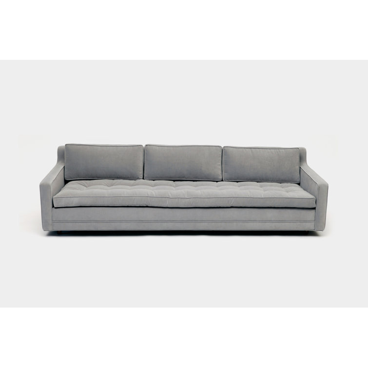 Fog Aged Velvet Three Seater Sleeper Sofa with Track Arms