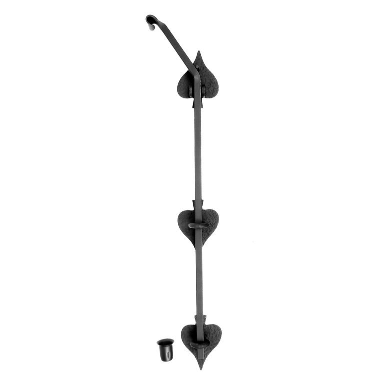 22" Black Iron Heart Design Gate Bolt