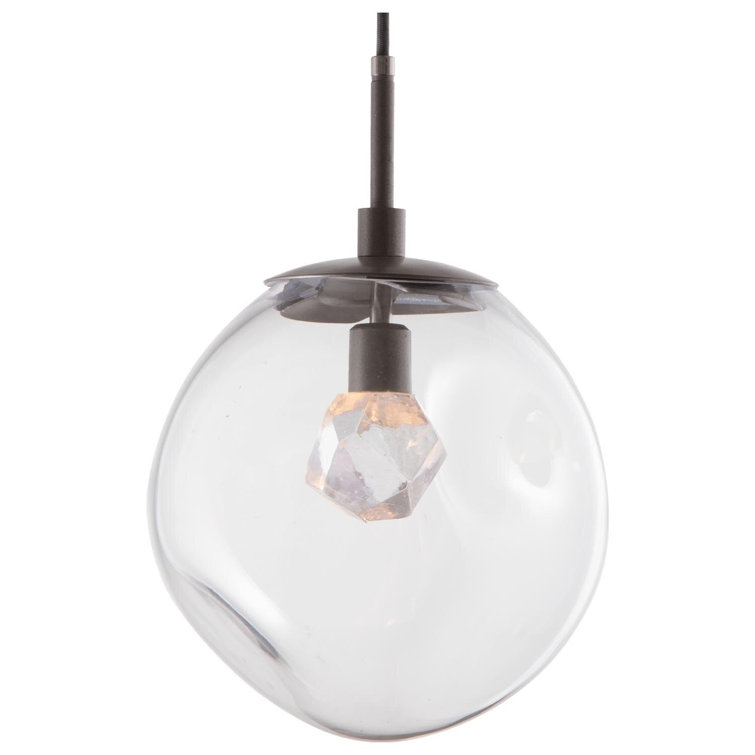 Aster Elegance 10" LED Drum Pendant Light in Beige Silver & Clear