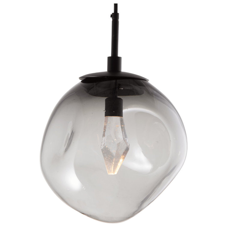 Aster Smoke Geo 10" LED Drum Pendant in Matte Black