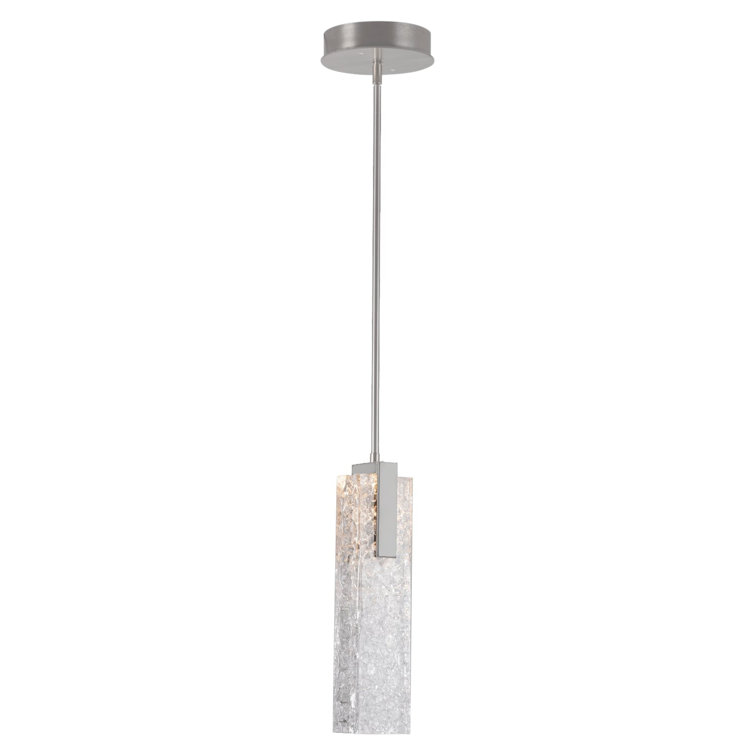 Glacier Sparkle 25" LED Glass Island Pendant in Satin Nickel