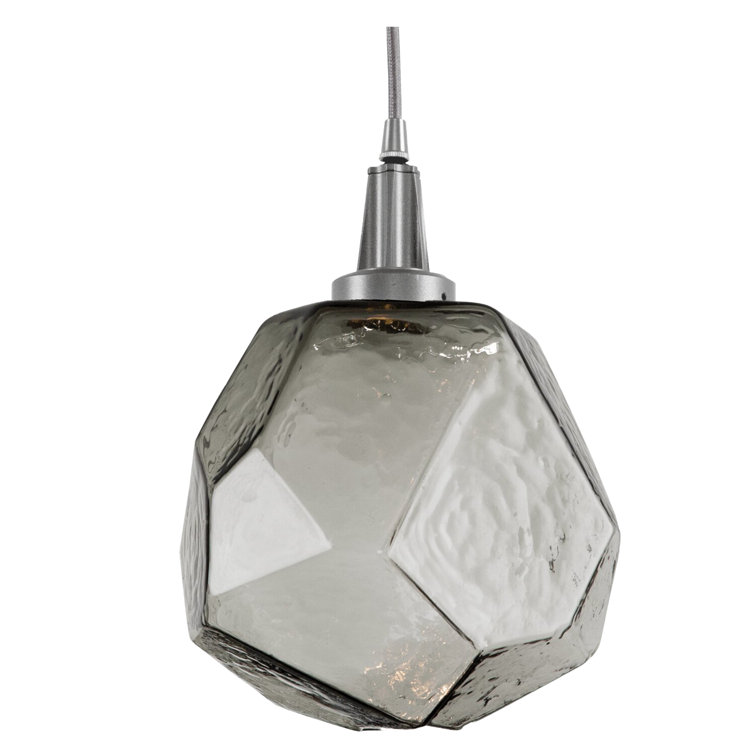 Gem Inspired 8.4" Smoke Glass & Satin Nickel LED Pendant Light