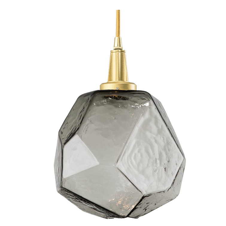 Gem Inspired 8.4" Smoke Glass & Satin Nickel LED Pendant Light