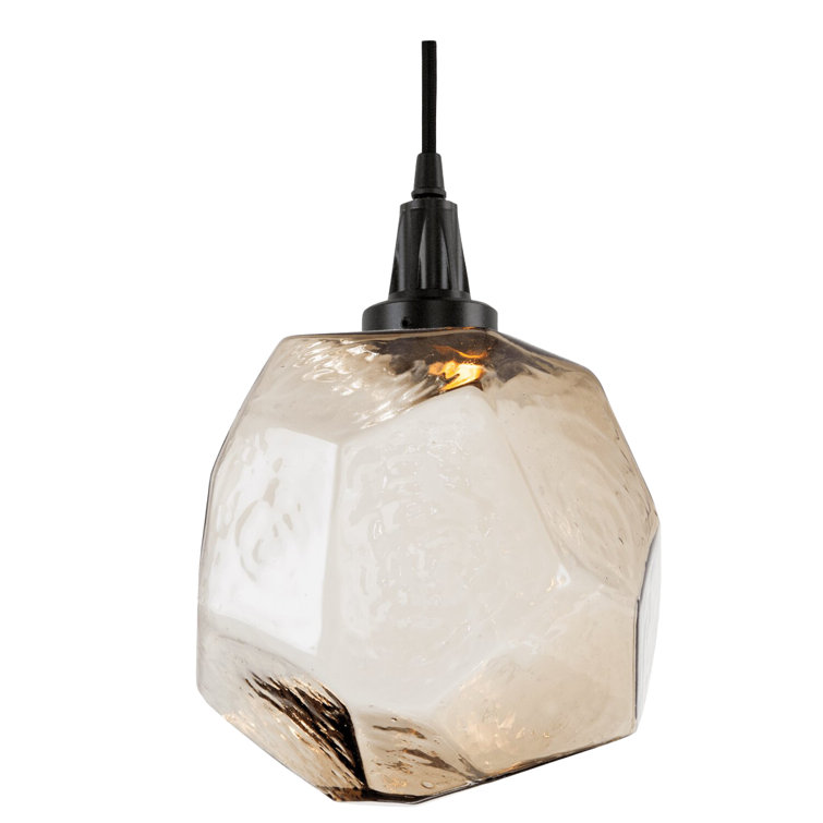 Gem 1-Light Matte Black LED Geometric Island Pendant with Bronze Shade