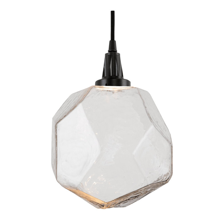 Gem 1-Light LED Geometric Island Pendant in Matte Black with Clear Glass
