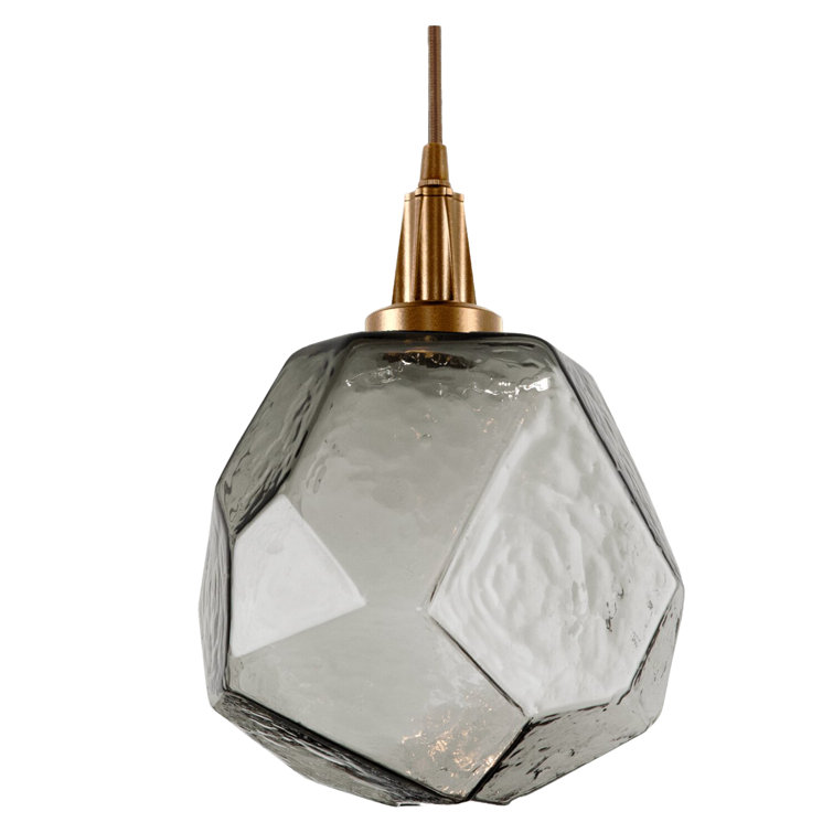 Gem Inspired 8.4" Smoke Glass & Satin Nickel LED Pendant Light