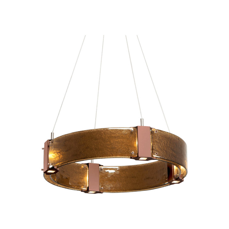 Parallel Ring LED Chandelier in Bronze Granite with Crystal Accents