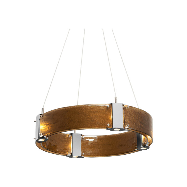 Parallel Ring LED Chandelier in Bronze Granite with Crystal Accents