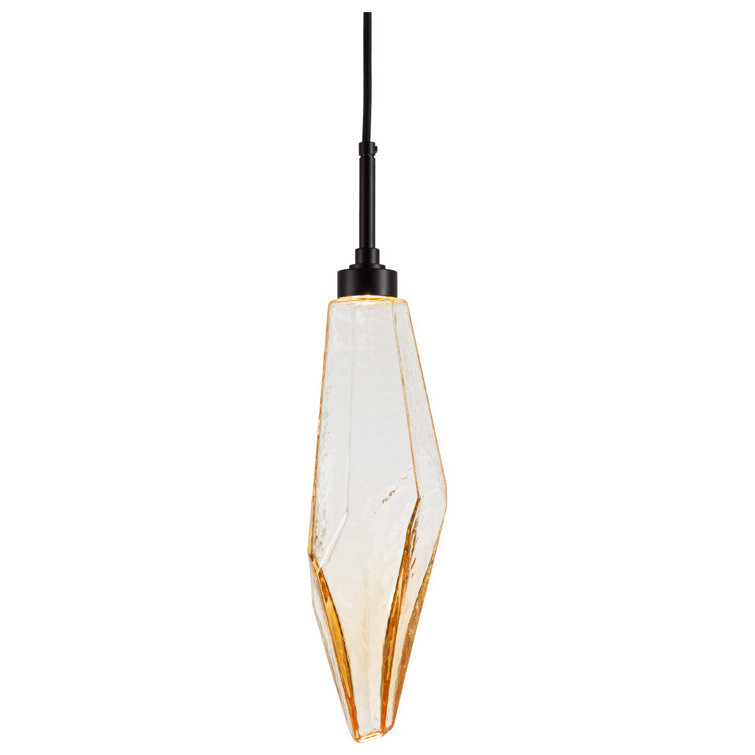 Matte Black Rock Crystal Blown Glass LED Mini Pendant