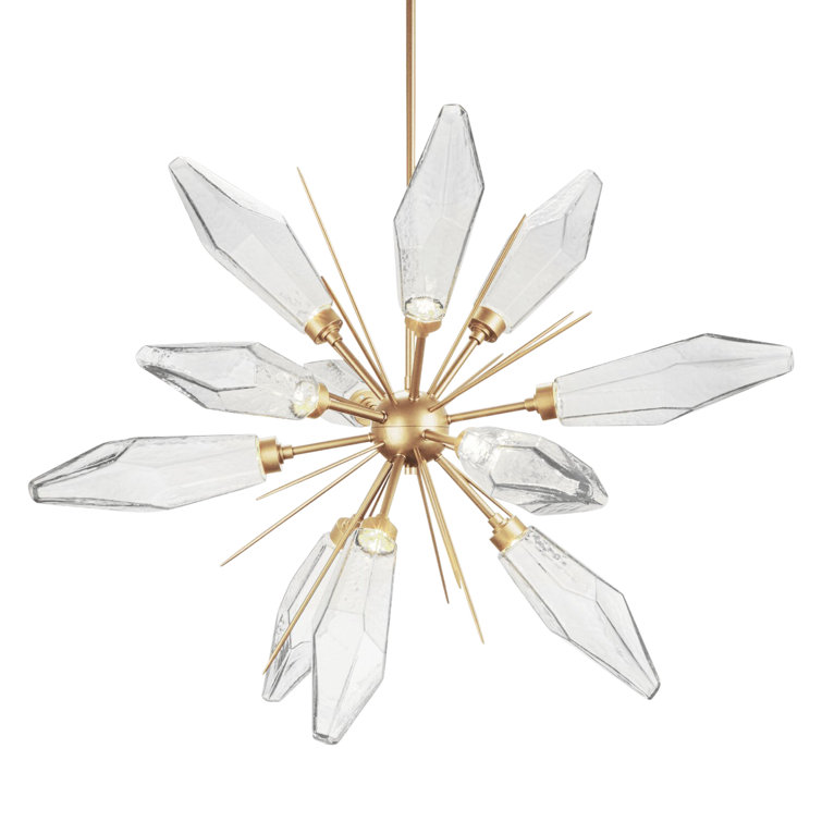 Mid-Century Modern 38'' Matte Black Crystal Starburst Chandelier