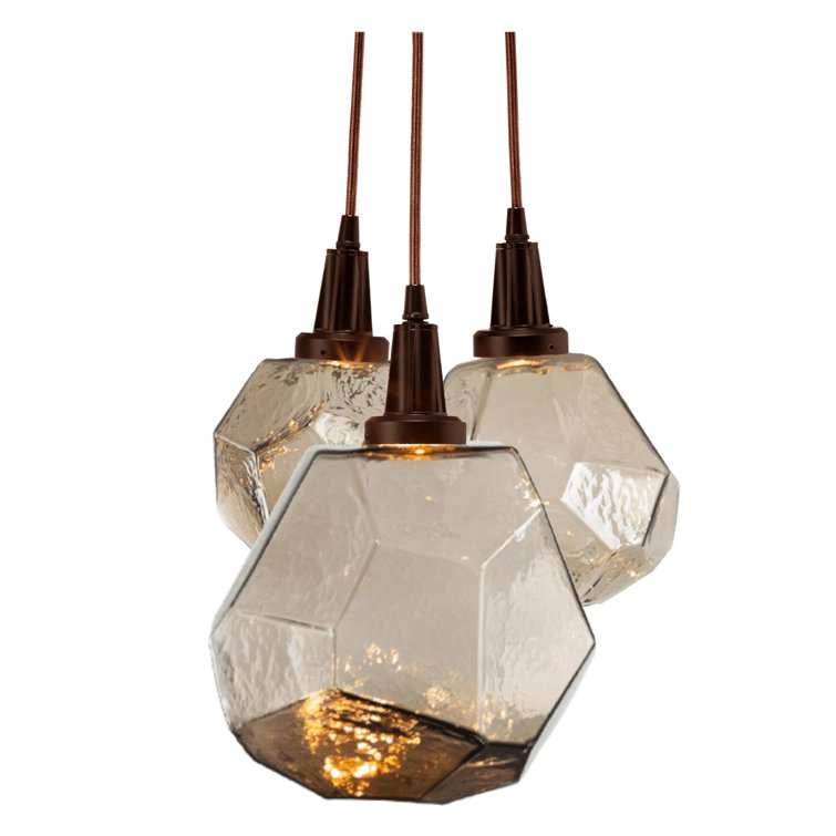 Bronze Glass LED Cluster Pendant Light