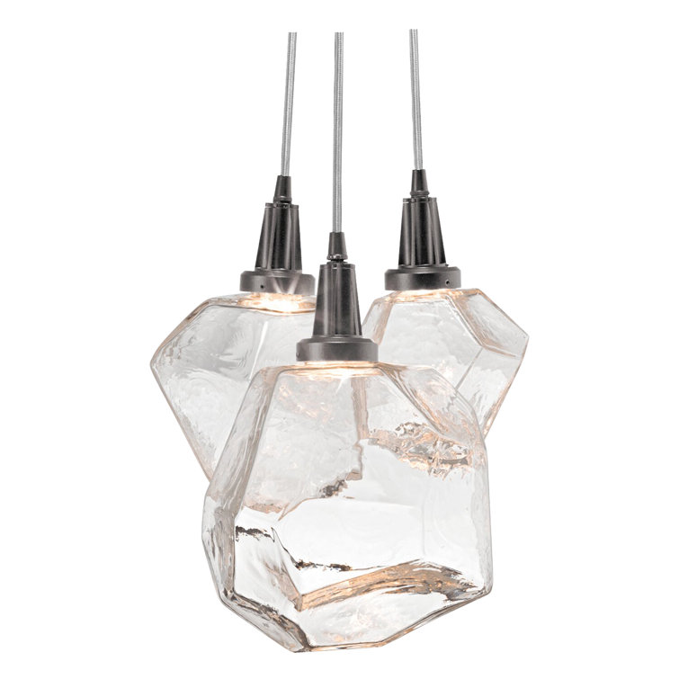 Aurora Gem 3-Light LED Cluster Pendant in Clear and Flat Bronze