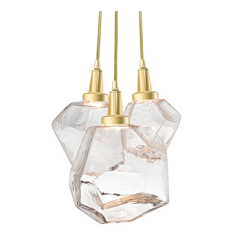 Aurora Gem 3-Light LED Cluster Pendant in Clear and Flat Bronze