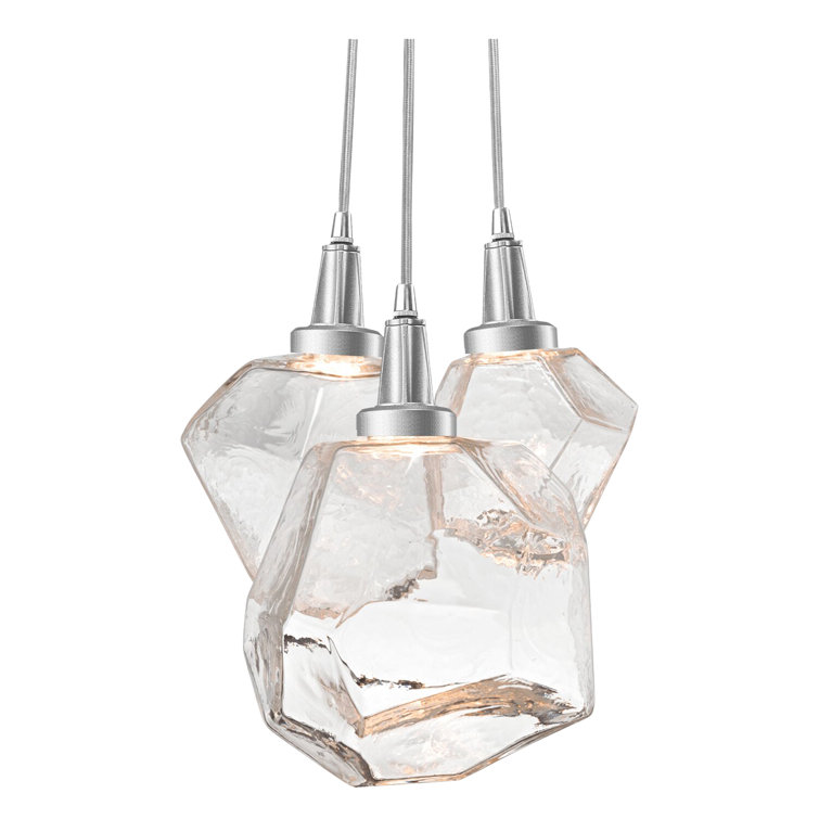 Aurora Gem 3-Light LED Cluster Pendant in Clear and Flat Bronze
