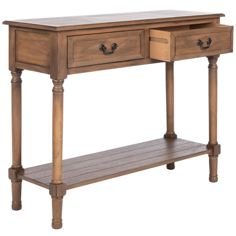 Primrose Warm Brown Wood & Metal Console Table with Storage