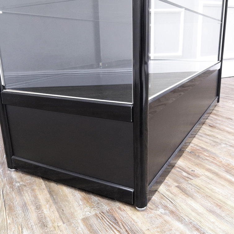 Elegant Black Aluminum and Glass 48" Retail Display Cabinet with Lock