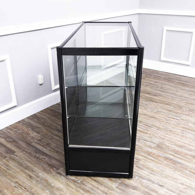 Elegant Black Aluminum and Glass 48" Retail Display Cabinet with Lock