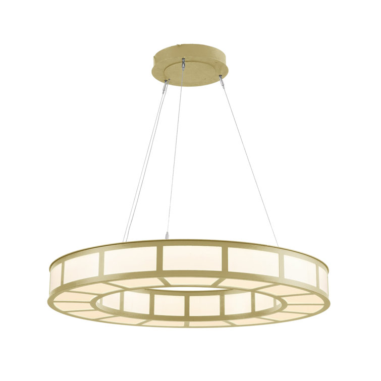 Carlyle Metro 35.5'' Gilded Brass Drum Chandelier with White Glass