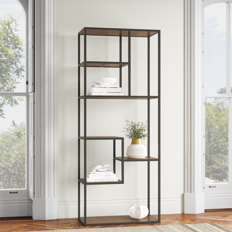 Rothwell Black and Brown Reclaimed Pine Industrial Bookshelf