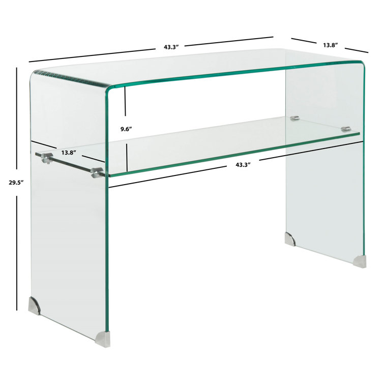 Elysian 43'' Clear Tempered Glass Console Table with Shelf