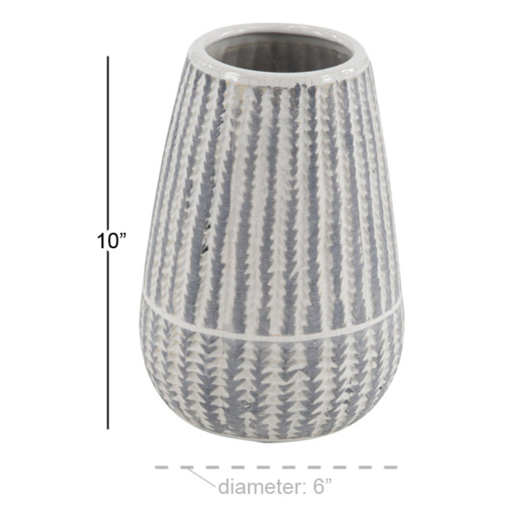 10" White and Gray Ceramic Novelty Table Vase