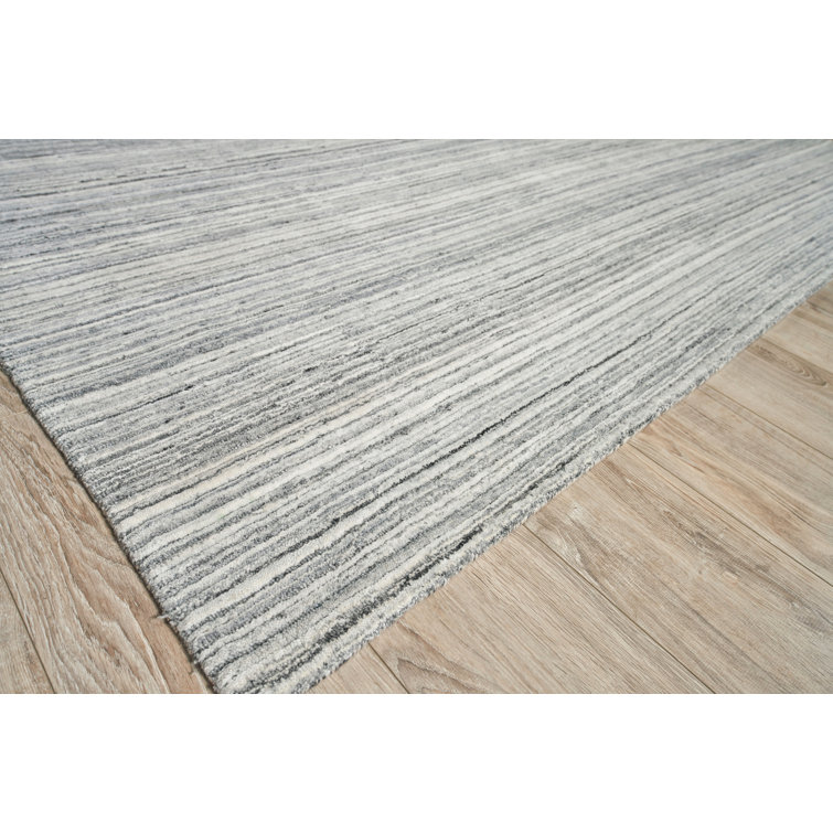 Rossini Handmade Gray Stripe Synthetic Area Rug, 8' x 10'