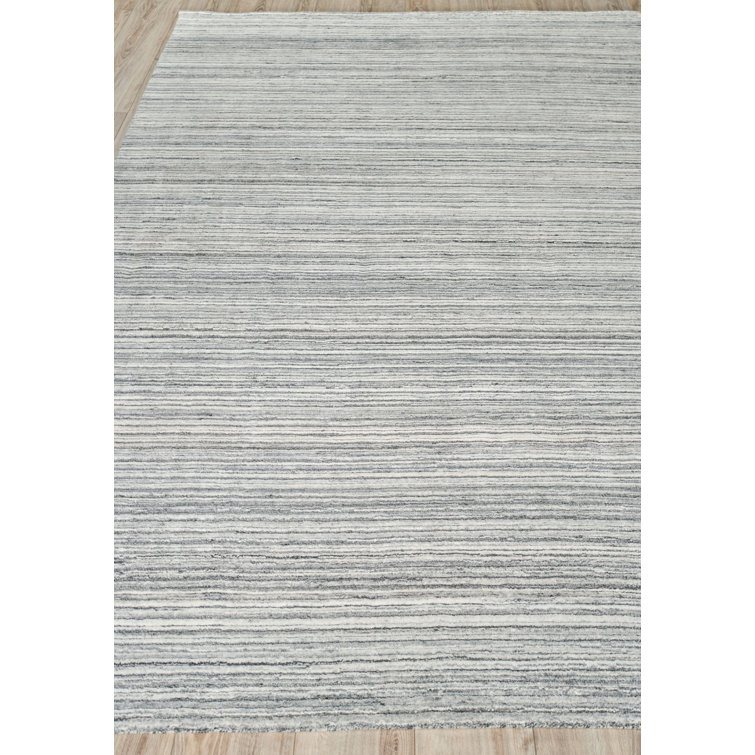 Rossini Handmade Gray Stripe Synthetic Area Rug, 8' x 10'