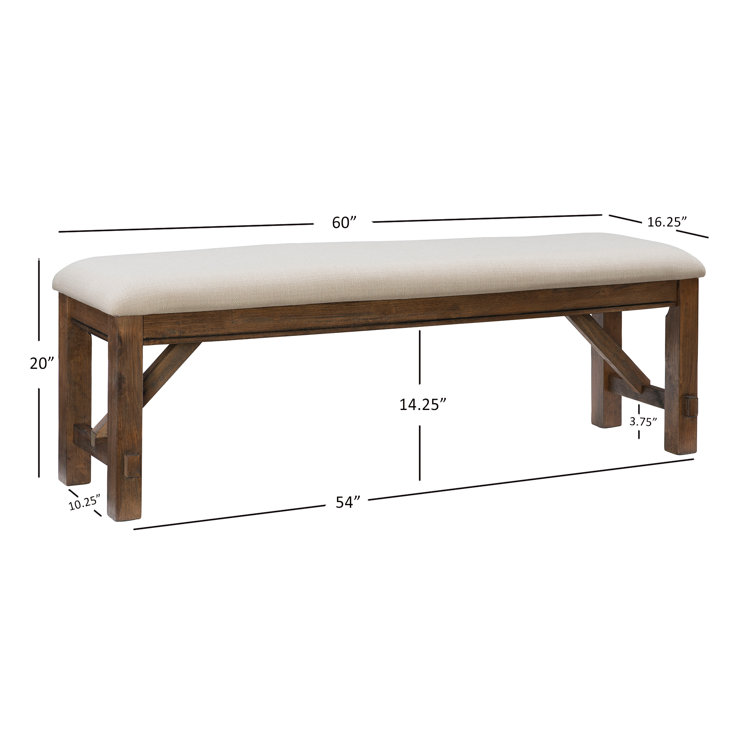 Raven Glazed Pine Brown 60" Solid Wood Farmhouse Dining Bench