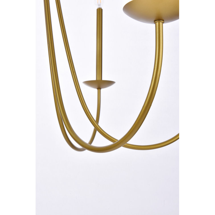 Brass 6-Light Candle Style Chandelier with Adjustable Chain