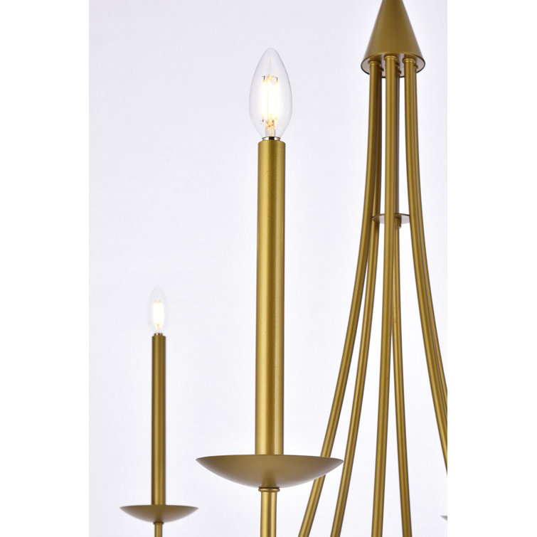 Brass 6-Light Candle Style Chandelier with Adjustable Chain