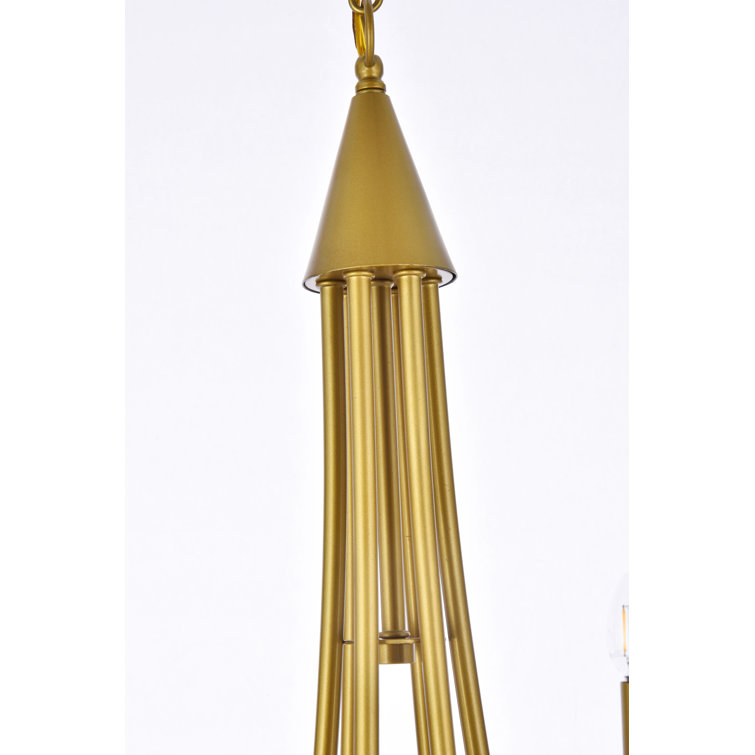 Brass 6-Light Candle Style Chandelier with Adjustable Chain