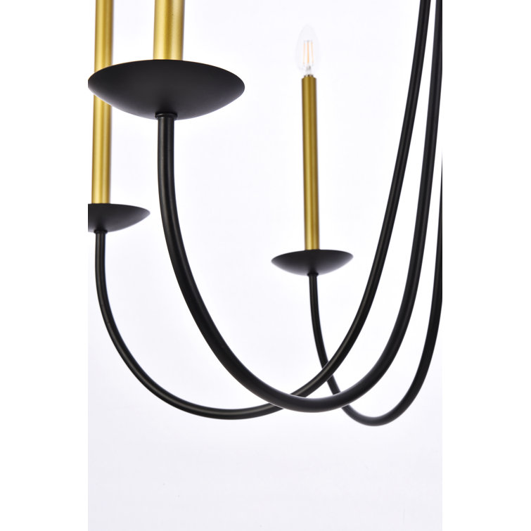 Black and Brass Candle Style Metal Chandelier