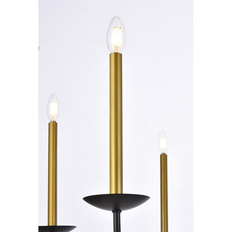 Black and Brass 6-Light Candle Style Metal Chandelier