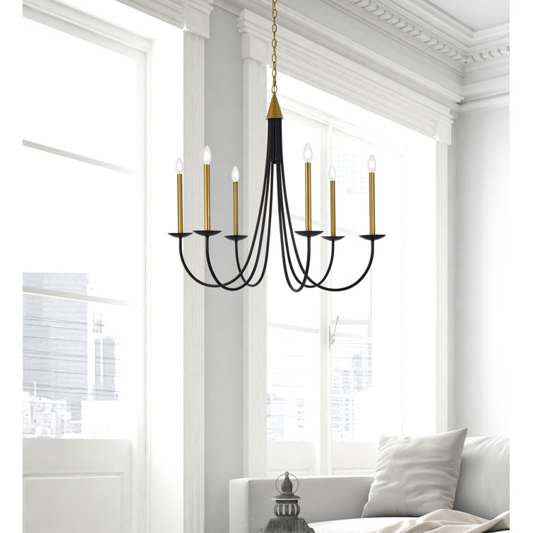 Black and Brass Candle Style Metal Chandelier