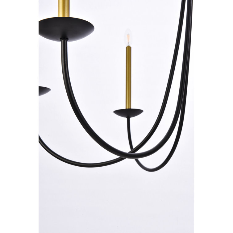 Black and Brass 6-Light Candle Style Metal Chandelier