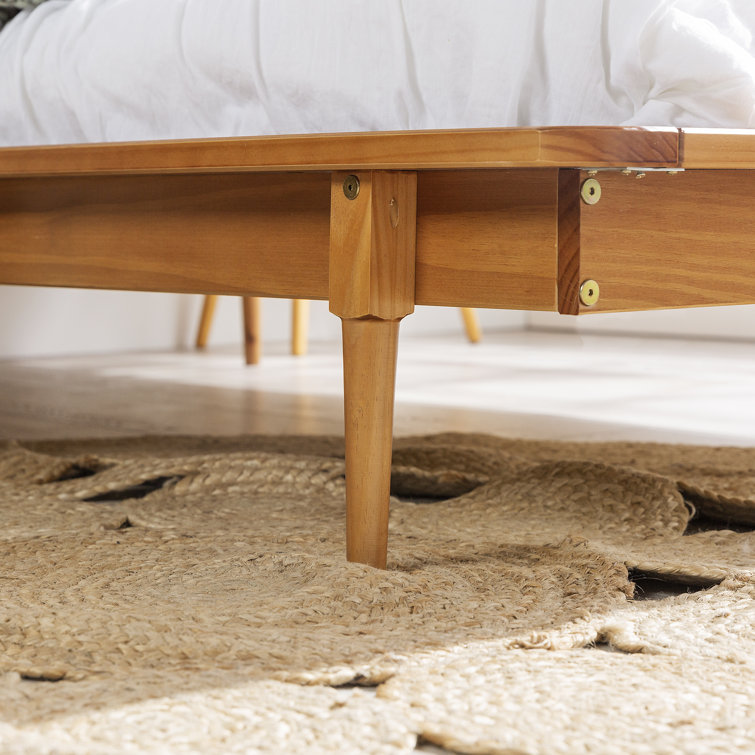 Elegant Queen Pine Spindle Bed with Headboard and Storage Drawer