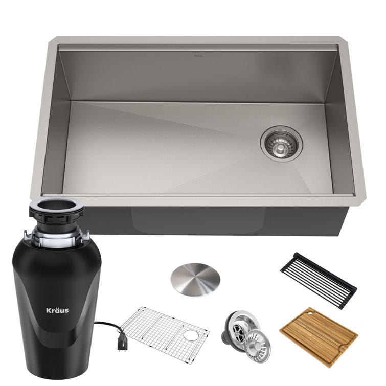 Kore 32-Inch Stainless Steel Drop-In Single Bowl Kitchen Sink with Accessories