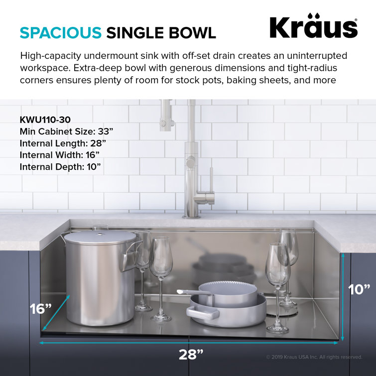 Kore 30-Inch Stainless Steel Workstation Kitchen Sink with Garbage Disposal